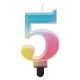 Number Pastel Ombre Colorful number 5 candle, birthday candle