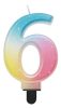 Number Pastel Ombre Colorful number 6 candle, birthday candle