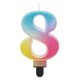 Number Pastel Ombre Colorful number 8 birthday candle, cake candle