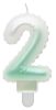 Number Ombre White-Green number 2 candle, birthday candle