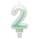 Number Ombre White-Green number 2 candle, birthday candle