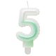 Number Ombre White-Green number 5 birthday candle