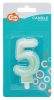 Number Ombre White-Green number 5 birthday candle