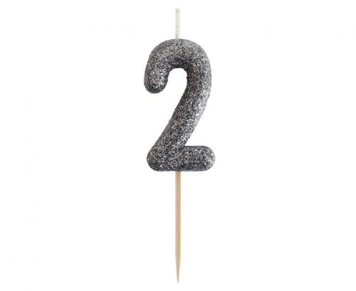 Number Glitter Black, Black Number Candle, Birthday Candle 2