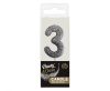 Number Glitter Black, Black number candle, birthday candle number 3