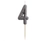 Number Glitter Black, Black Number Candle, Birthday Candle Number 4