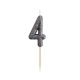 Number Glitter Black, Black Number Candle, Birthday Candle Number 4