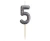 Number Glitter Black, Black numeral candle, cake candle number 5