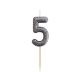 Number Glitter Black, Black numeral candle, cake candle number 5