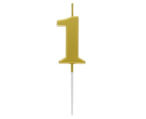 Number Gold Metallic, Gold number candle, cake candle number 1