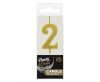 Number Gold Metallic, Gold number candle, birthday candle number 2