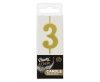 Number Gold Metallic, Gold number candle, cake candle No. 3