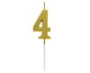 Number Gold Metallic, Gold number candle, cake candle number 4