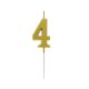 Number Gold Metallic, Gold number candle, cake candle number 4