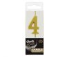 Number Gold Metallic, Gold number candle, cake candle number 4