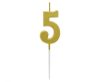 Number Gold Metallic, Gold number candle, birthday cake candle number 5