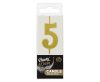 Number Gold Metallic, Gold number candle, birthday cake candle number 5