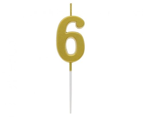 Number Gold Metallic, Gold number candle, cake candle number 6