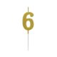 Number Gold Metallic, Gold number candle, cake candle number 6