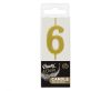 Number Gold Metallic, Gold number candle, cake candle number 6