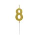 Number Gold Metallic, number candle, cake candle 8