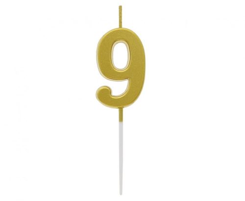 Number Gold Metallic, Gold numeral candle, birthday cake candle number 9