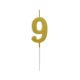 Number Gold Metallic, Gold numeral candle, birthday cake candle number 9