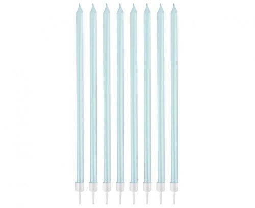 Colour Pearly Light Blue, Blue birthday candle set of 8