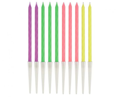 Colour Neon Mix birthday candles, candle set 10-piece