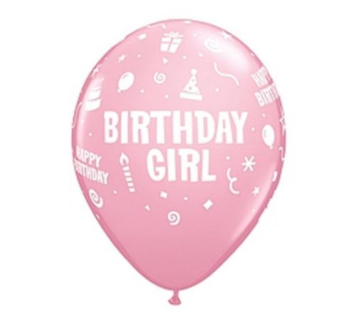 Happy Birthday Pink Happy Birthday Girl balloon, 6 pcs, 11 inches (28 cm)