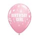 Happy Birthday Pink Happy Birthday Girl balloon, 6 pcs, 11 inches (28 cm)