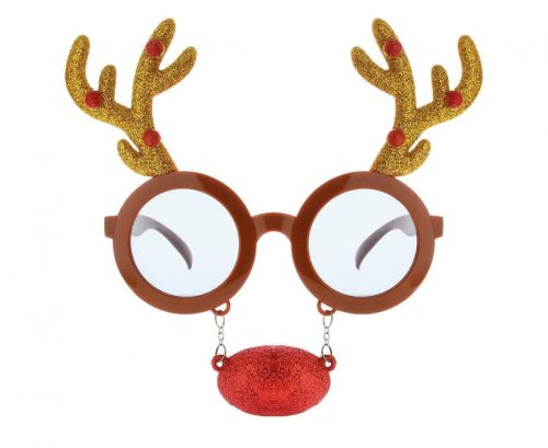 Christmas Reindeer glasses with a red nose