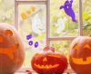 Halloween Boo gel window sticker set