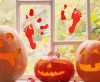 Halloween Bloody Footprint Gel Window Sticker Set