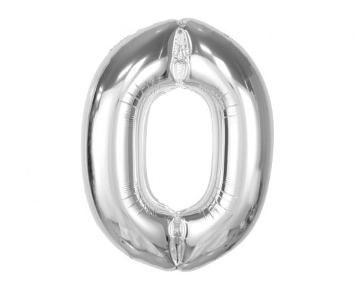 Number Silver Silver 0 Number Foil Balloon 92 cm