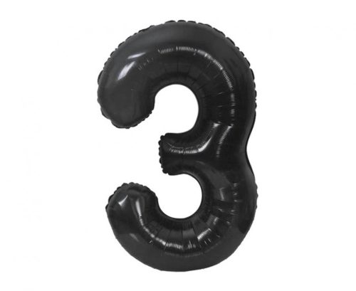 Number B&C Matt Black Black Number 3 Foil Balloon 85 cm