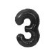 Number B&C Matt Black Black Number 3 Foil Balloon 85 cm