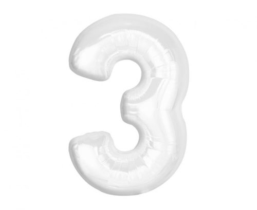 Number B&C White White Number 3 Foil Balloon 92 cm