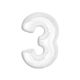 Number B&C White White Number 3 Foil Balloon 92 cm