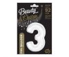 Number B&C White White Number 3 Foil Balloon 92 cm