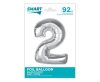 Number Silver Silver Number 2 Foil Balloon 92 cm