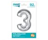 Number Silver Silver number 3 foil balloon 92 cm