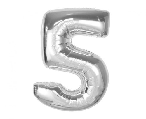 Number Silver Silver number 5 foil balloon 92 cm