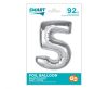 Number Silver Silver number 5 foil balloon 92 cm