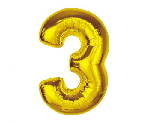 Number Gold Gold Number 3 Foil Balloon 92 cm