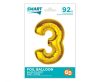 Number Gold Gold Number 3 Foil Balloon 92 cm