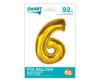 Number Gold Gold Number 6 Foil Balloon 92 cm