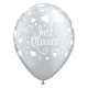 Wedding Metallic Just Married Hearts Balloon, set of 6, 11 inches (28cm)