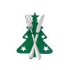 Christmas Green wooden cutlery holder set of 4