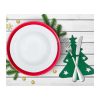 Christmas Green wooden cutlery holder set of 4